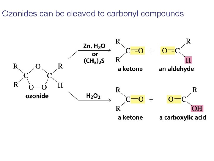 Ozonides can be cleaved to carbonyl compounds 