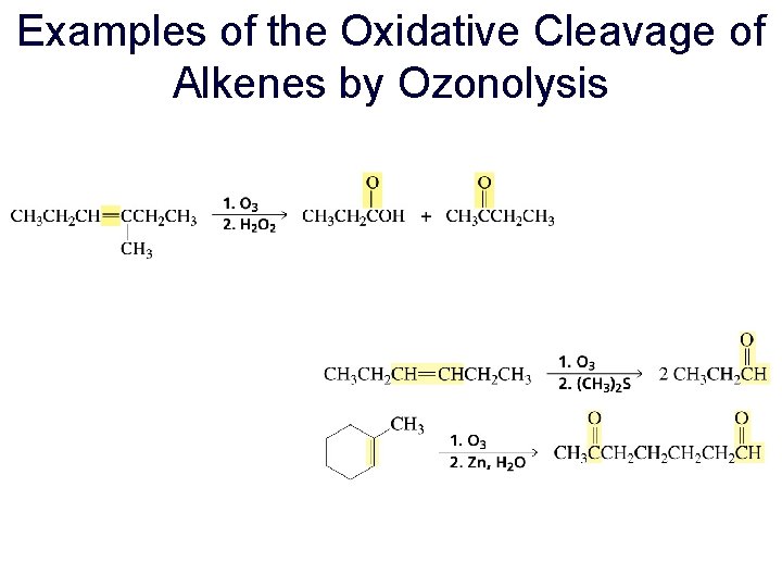 Examples of the Oxidative Cleavage of Alkenes by Ozonolysis 