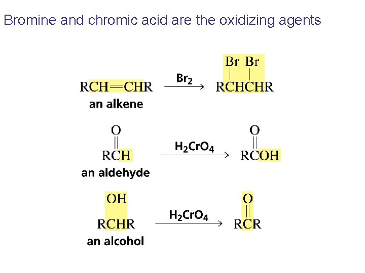 Bromine and chromic acid are the oxidizing agents 