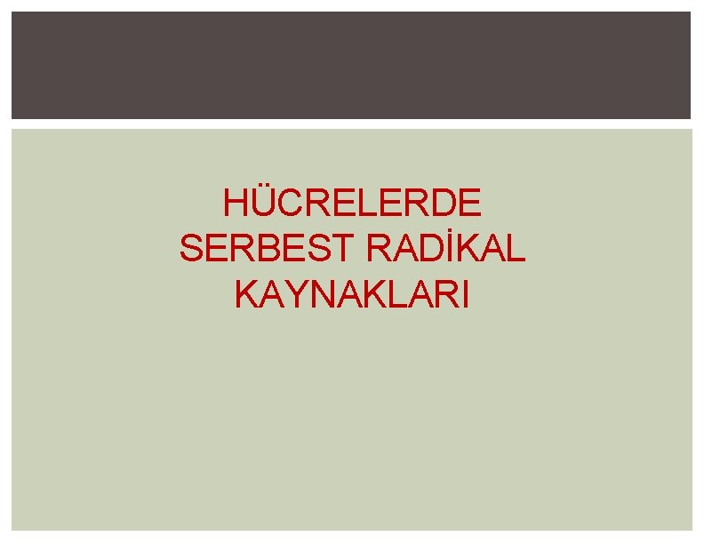 HÜCRELERDE SERBEST RADİKAL KAYNAKLARI 