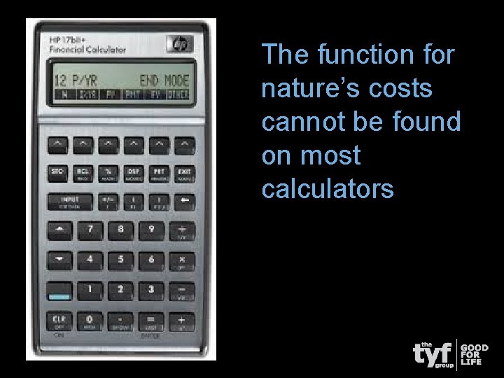 The function for nature’s costs cannot be found on most calculators 