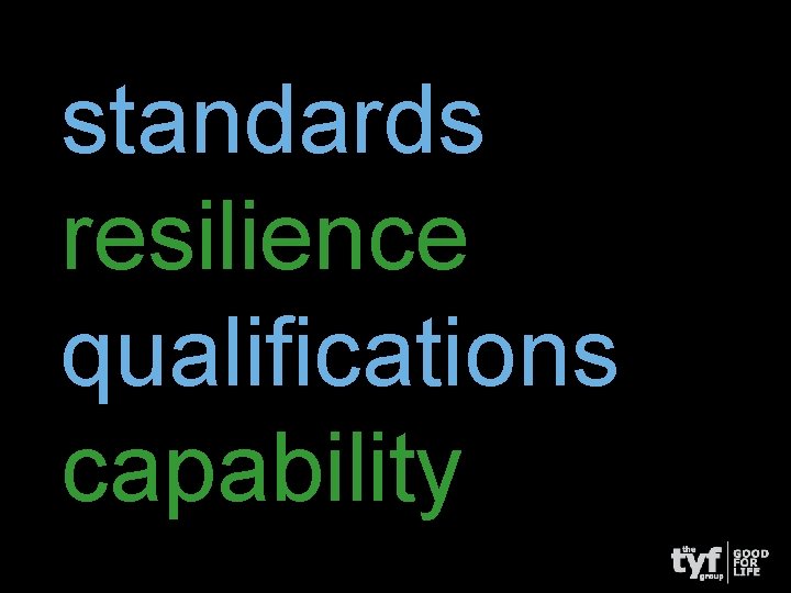 standards resilience qualifications capability 