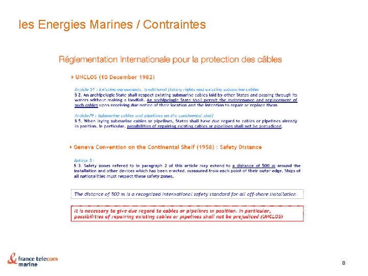 les Energies Marines / Contraintes 8 