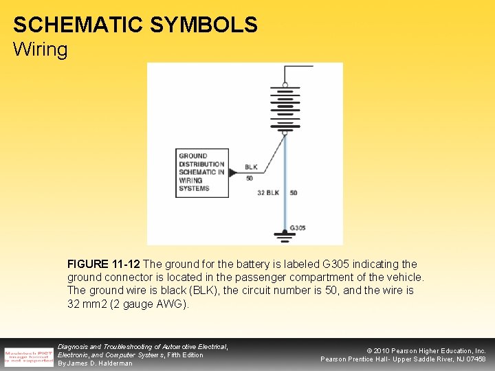 SCHEMATIC SYMBOLS Wiring FIGURE 11 -12 The ground for the battery is labeled G