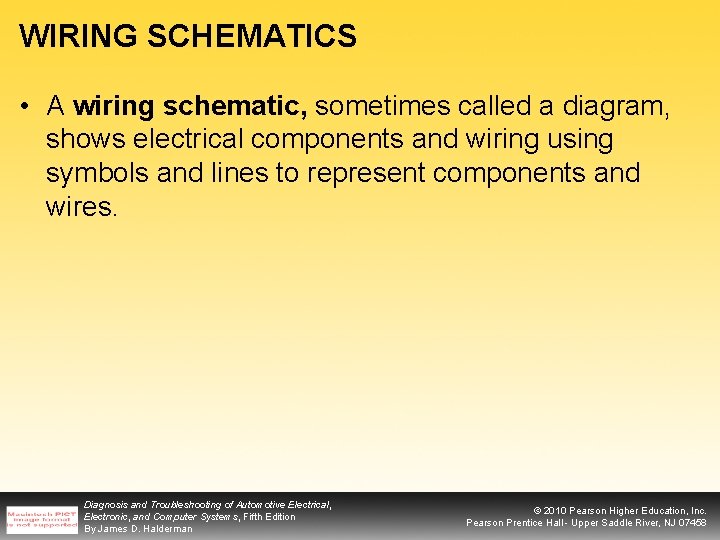 WIRING SCHEMATICS • A wiring schematic, sometimes called a diagram, shows electrical components and