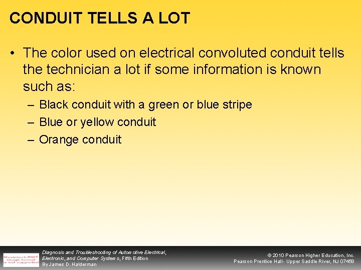 CONDUIT TELLS A LOT • The color used on electrical convoluted conduit tells the