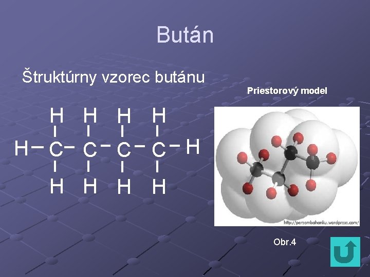 Bután Štruktúrny vzorec butánu Priestorový model H H H C C H H H