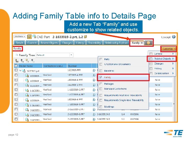 Adding Family Table info to Details Page Add a new Tab “Family” and use