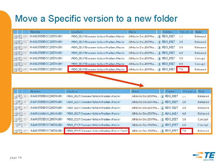 Move a Specific version to a new folder page 14 