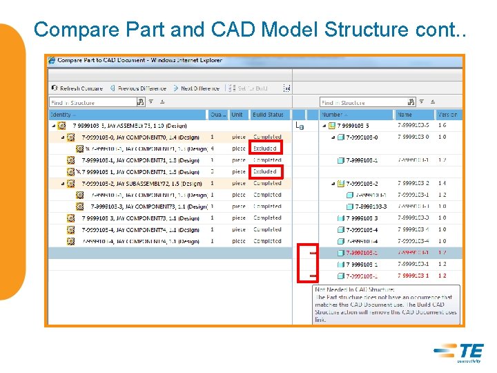 Compare Part and CAD Model Structure cont. . 