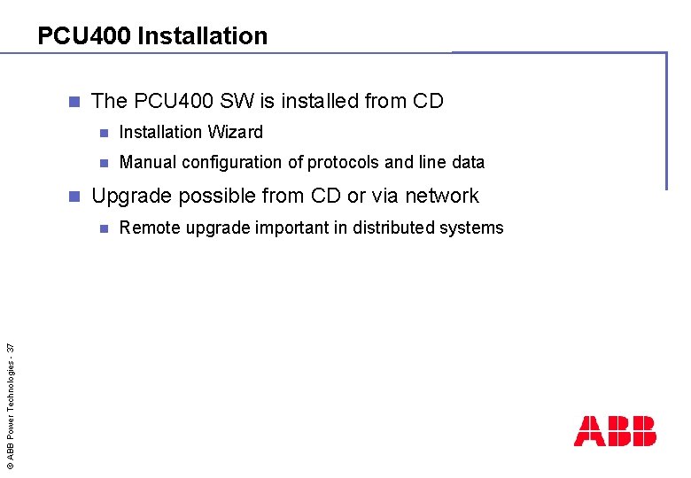 PCU 400 Installation n n The PCU 400 SW is installed from CD n