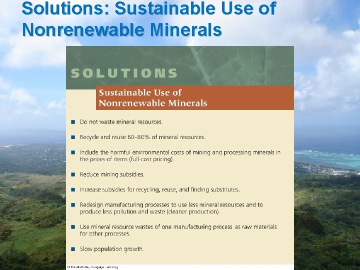 Solutions: Sustainable Use of Nonrenewable Minerals 