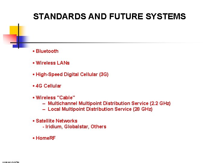 STANDARDS AND FUTURE SYSTEMS • Bluetooth • Wireless LANs • High-Speed Digital Cellular (3
