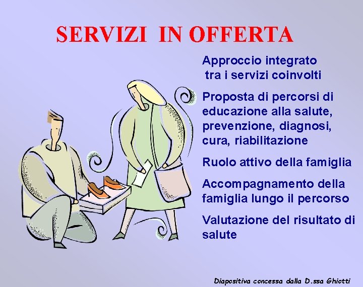 SERVIZI IN OFFERTA Approccio integrato tra i servizi coinvolti Proposta di percorsi di educazione