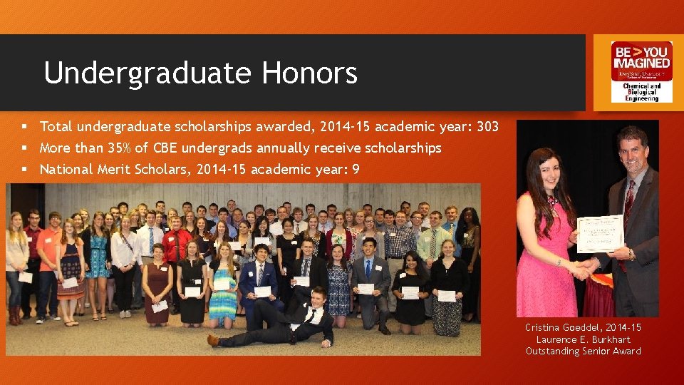 Undergraduate Honors § Total undergraduate scholarships awarded, 2014 -15 academic year: 303 § More