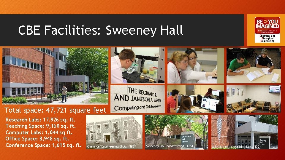 CBE Facilities: Sweeney Hall Total space: 47, 721 square feet Research Labs: 17, 926