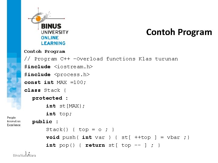Contoh Program // Program C++ -Overload functions Klas turunan #include <iostream. h> #include <process.