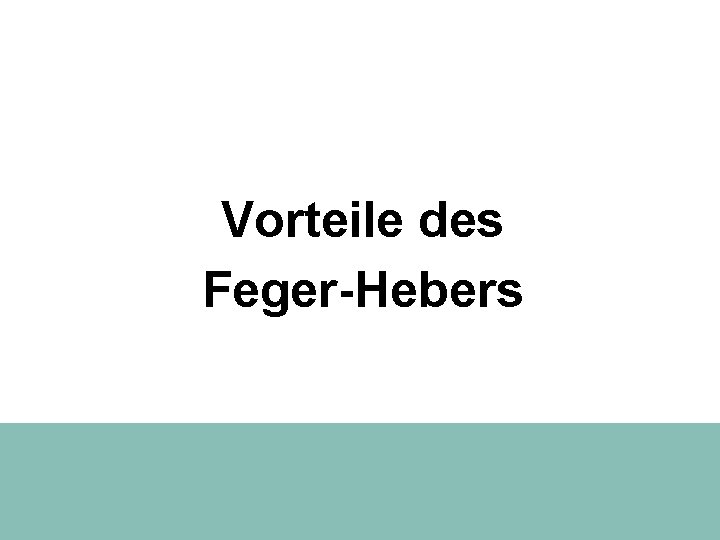 Vorteile des Feger-Hebers 