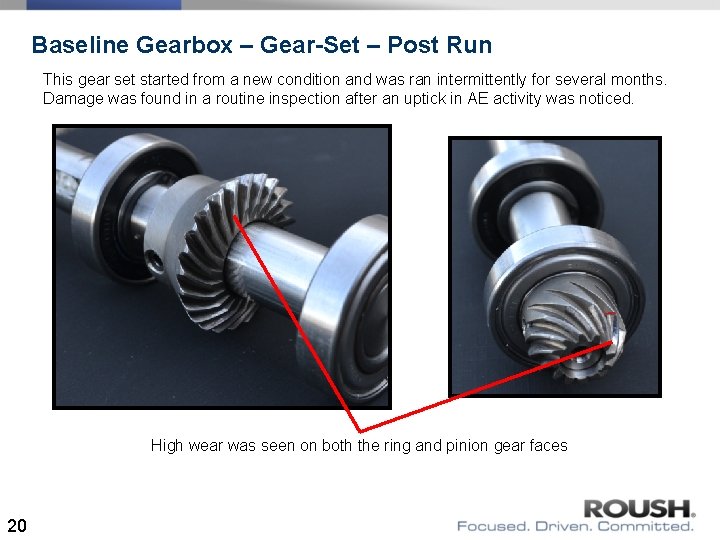 Baseline Gearbox – Gear-Set – Post Run This gear set started from a new Baseline Gearbox – Gear-Set – Post Run This gear set started from a new