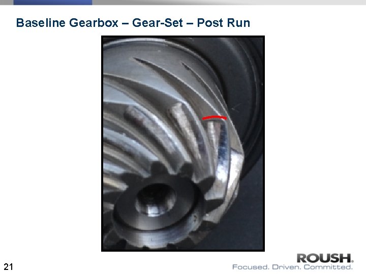 Baseline Gearbox – Gear-Set – Post Run 21 Baseline Gearbox – Gear-Set – Post Run 21
