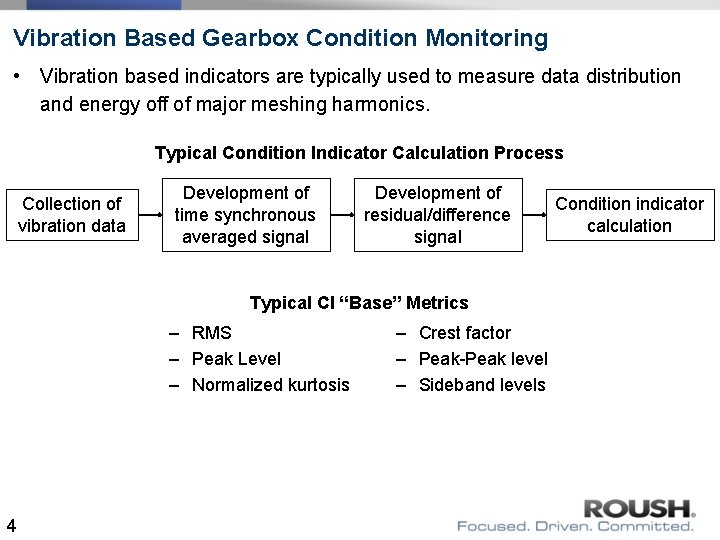 Vibration Based Gearbox Condition Monitoring • Vibration based indicators are typically used to measure Vibration Based Gearbox Condition Monitoring • Vibration based indicators are typically used to measure