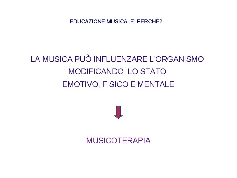 EDUCAZIONE MUSICALE: PERCHÉ? LA MUSICA PUÒ INFLUENZARE L’ORGANISMO MODIFICANDO LO STATO EMOTIVO, FISICO E