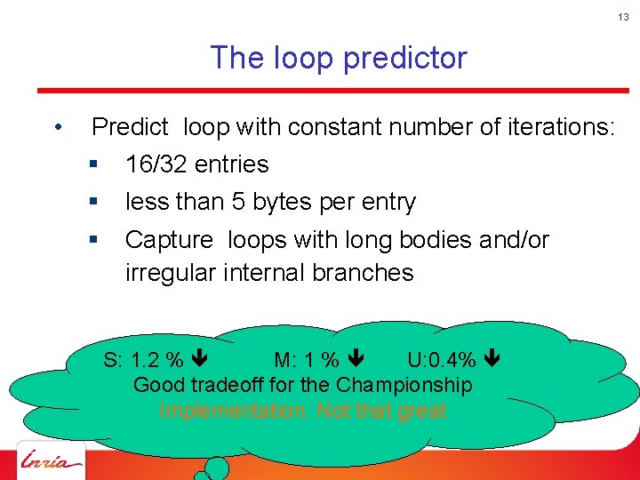 13 The loop predictor • Predict loop with constant number of iterations: § §