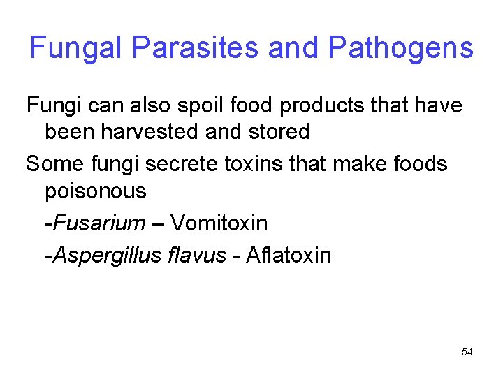 Fungal Parasites and Pathogens Fungi can also spoil food products that have been harvested