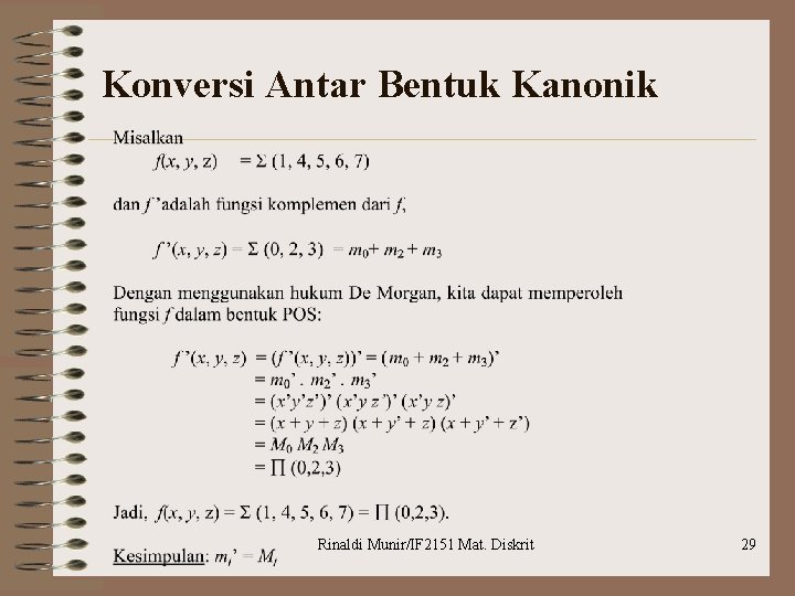 Konversi Antar Bentuk Kanonik Rinaldi Munir/IF 2151 Mat. Diskrit 29 