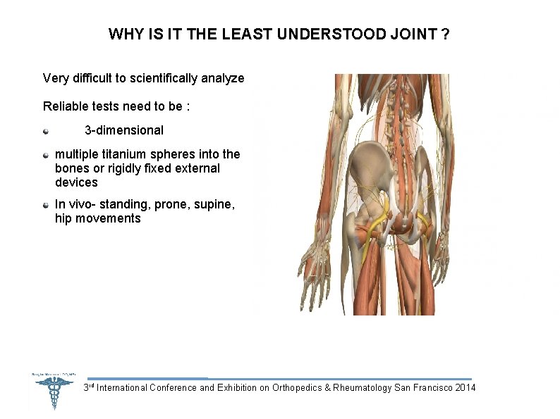 WHY IS IT THE LEAST UNDERSTOOD JOINT ? Very difficult to scientifically analyze Reliable
