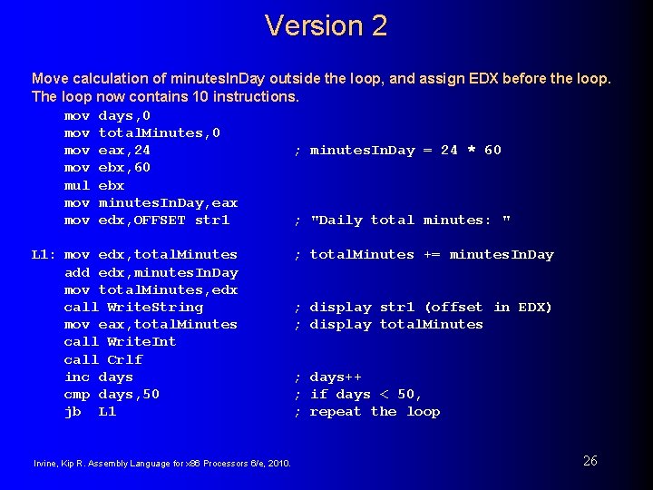 Version 2 Move calculation of minutes. In. Day outside the loop, and assign EDX Version 2 Move calculation of minutes. In. Day outside the loop, and assign EDX