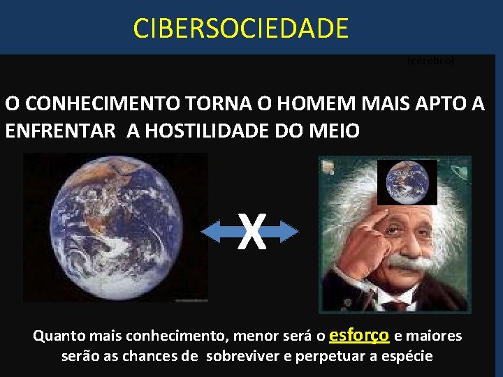 CIBERSOCIEDADE (cérebro) O CONHECIMENTO TORNA O HOMEM MAIS APTO A ENFRENTAR A HOSTILIDADE DO