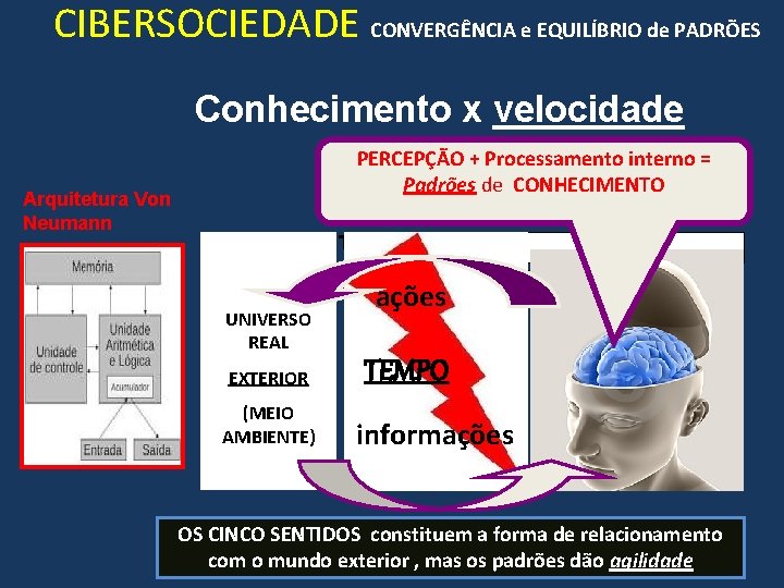 CIBERSOCIEDADE CONVERGÊNCIA e EQUILÍBRIO de PADRÕES Conhecimento x velocidade PERCEPÇÃO + Processamento interno =