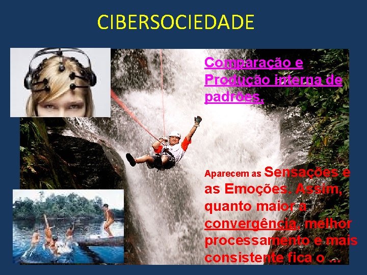 CIBERSOCIEDADE Comparação e Produção interna de padrões. Aparecem as Sensações e as Emoções. Assim,