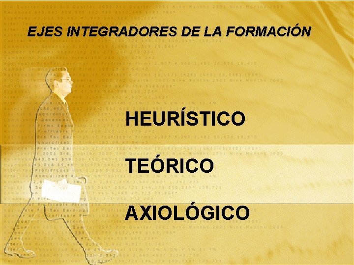 EJES INTEGRADORES DE LA FORMACIÓN HEURÍSTICO TEÓRICO AXIOLÓGICO 