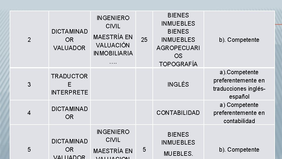 INGENIERO CIVIL 2 DICTAMINAD MAESTRÍA EN OR VALUACIÓN VALUADOR INMOBILIARIA …. 25 BIENES INMUEBLES