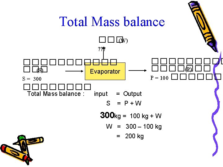 Total Mass balance ��� (W) ? ? ? ������� (P) P = 100 �����������