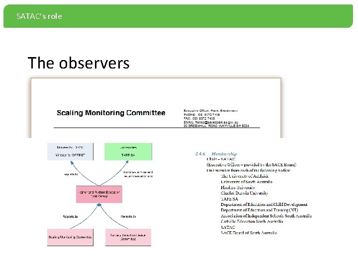 SATAC’s role The observers 