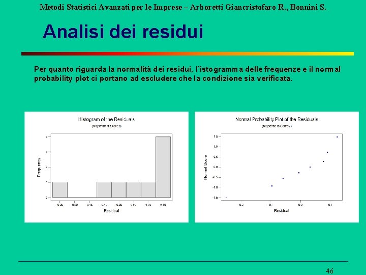 Metodi Statistici Avanzati per le Imprese – Arboretti Giancristofaro R. , Bonnini S. Analisi