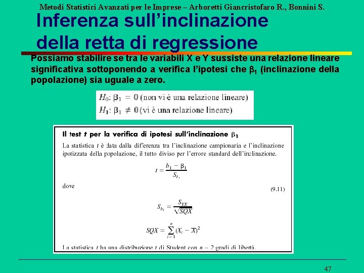 Metodi Statistici Avanzati per le Imprese – Arboretti Giancristofaro R. , Bonnini S. Inferenza