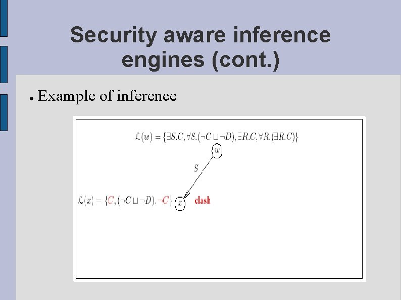 Security aware inference engines (cont. ) ● Example of inference 