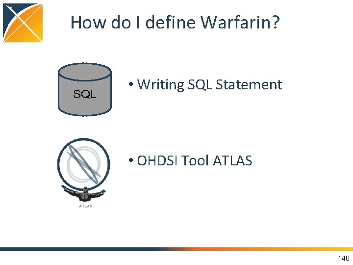 How do I define Warfarin? SQL • Writing SQL Statement • OHDSI Tool ATLAS