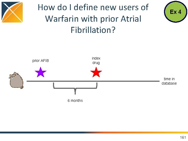 How do I define new users of Warfarin with prior Atrial Fibrillation? Ex 4