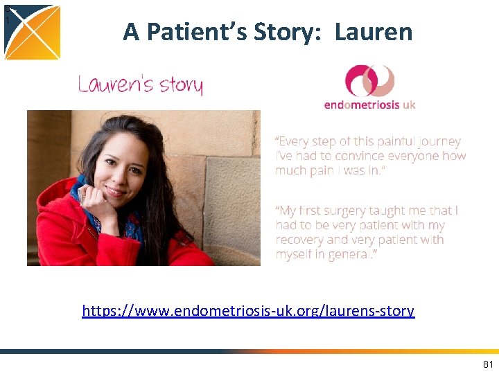 8 1 A Patient’s Story: Lauren https: //www. endometriosis-uk. org/laurens-story 81 