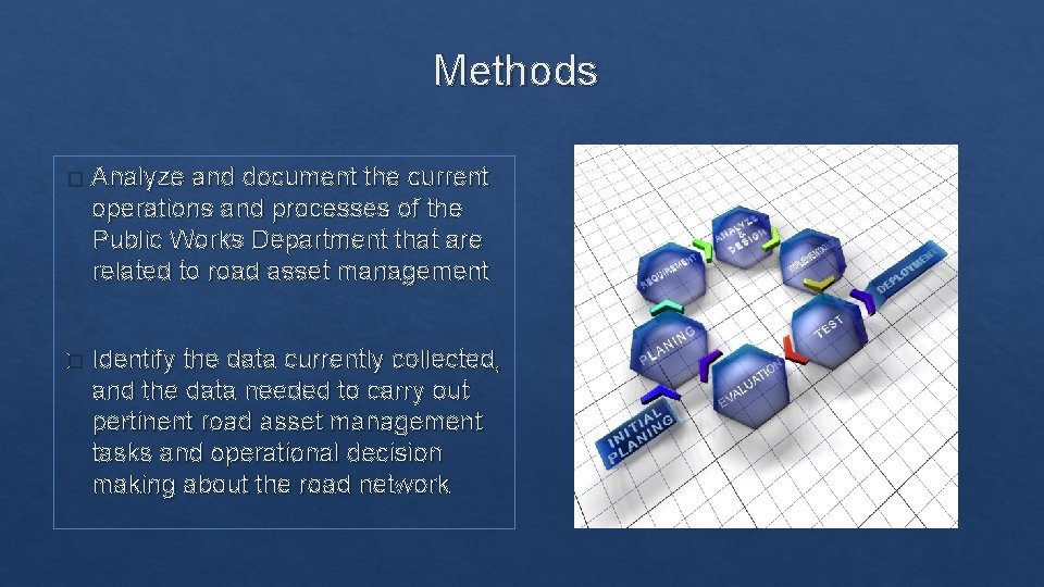 Methods � Analyze and document the current operations and processes of the Public Works