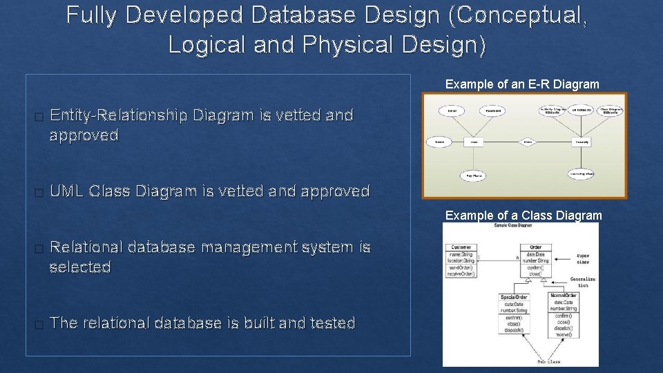 Fully Developed Database Design (Conceptual, Logical and Physical Design) Example of an E-R Diagram