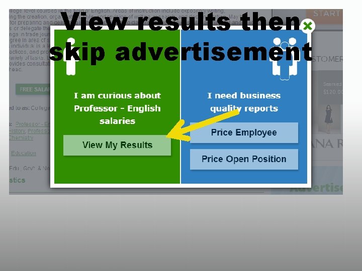 View results then skip advertisement 