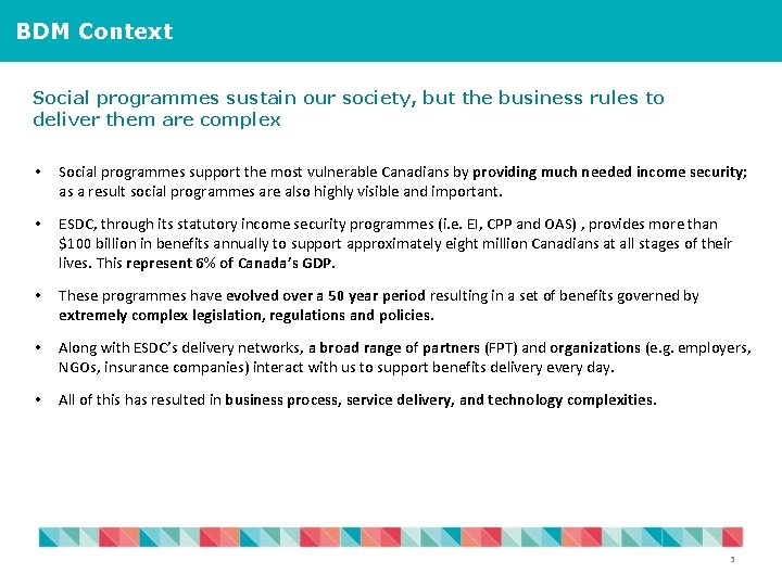 BDM Context Social programmes sustain our society, but the business rules to deliver them