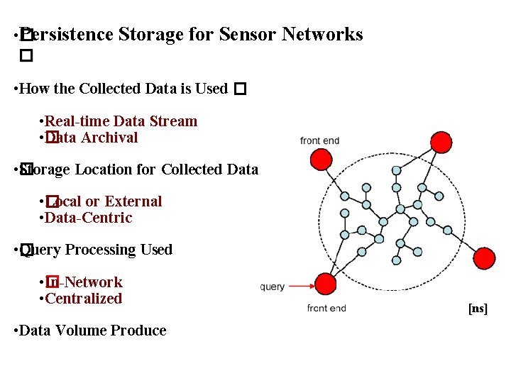 • � Persistence � Storage for Sensor Networks • How the Collected Data • � Persistence � Storage for Sensor Networks • How the Collected Data