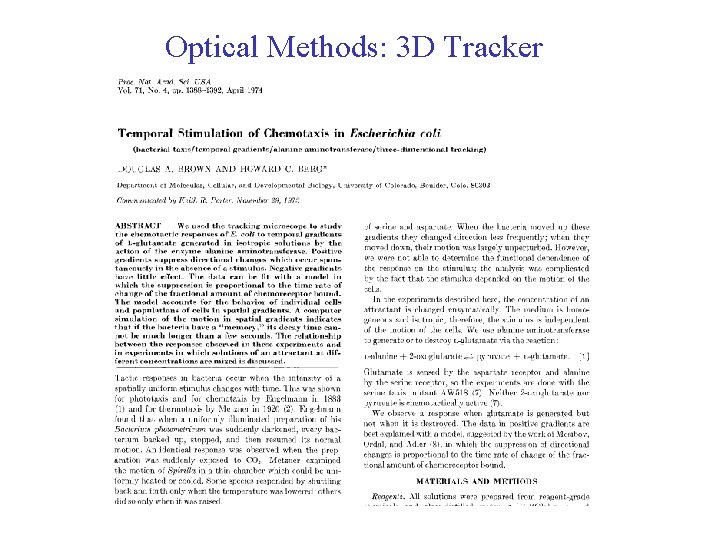 Optical Methods: 3 D Tracker 